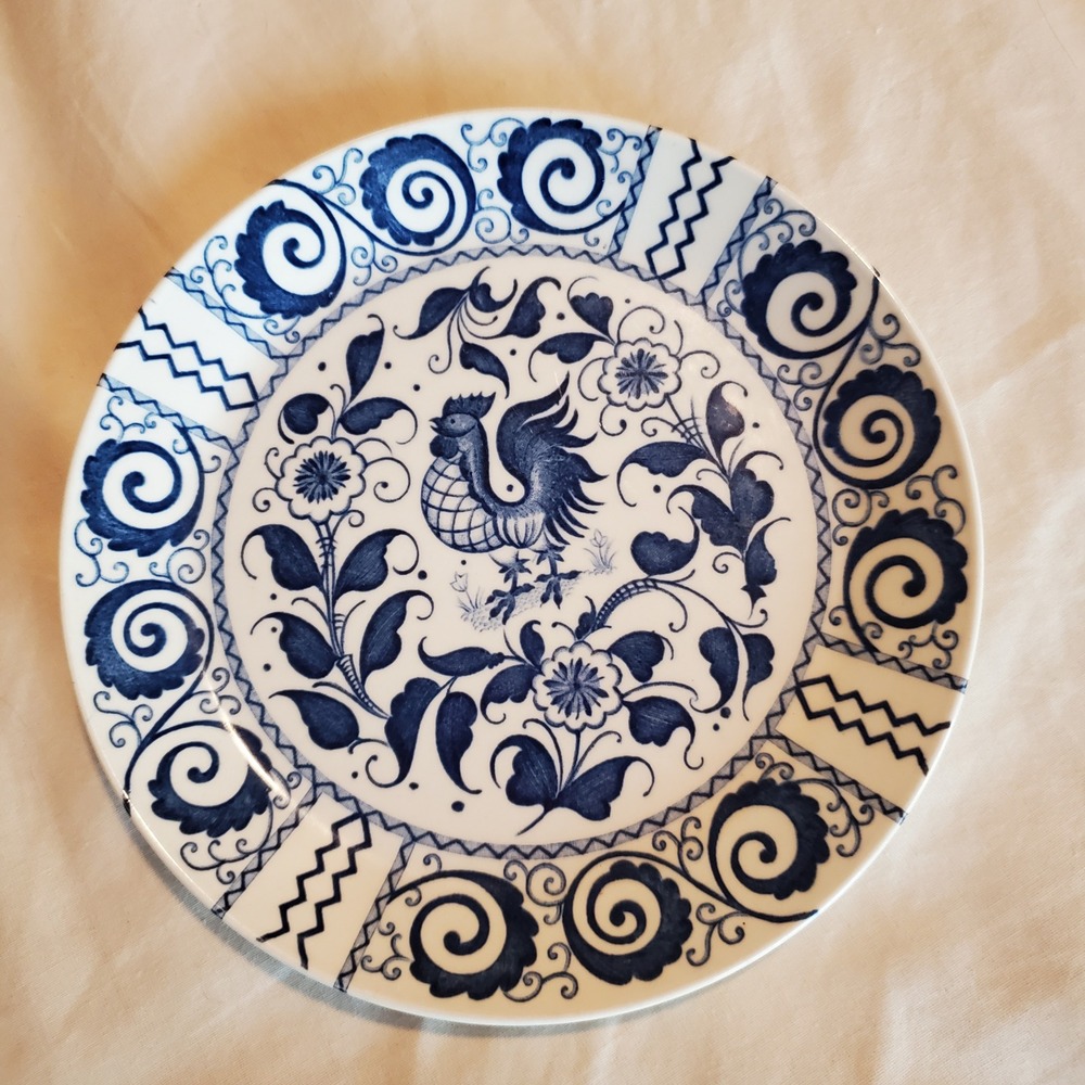 Johnson Brothers Chanticleer Blue White Rooster Ironstone 6.25 Plate England